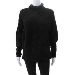 Parrish Womens Long Sleeve Mock Neck Wool Knit Sweater Black Size Large